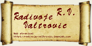 Radivoje Valtrović vizit kartica